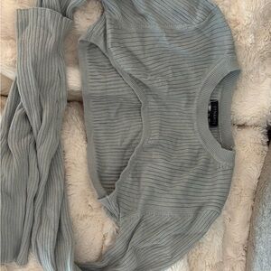 Gray Ribbed Knit Shrug